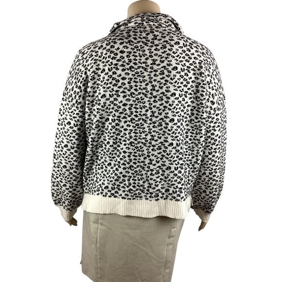 LOFT Leopard Print Zip Sweater Size XXL White and Black - Picture 5 of 7